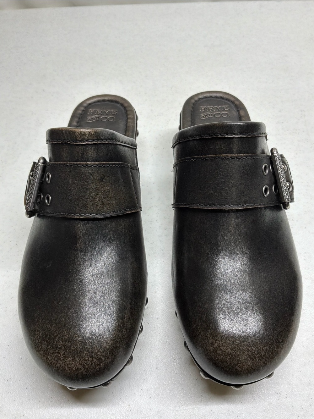 Frye and Co. Peyton Retro Studded Clog Mules with Buckle - Picture 4 of 8